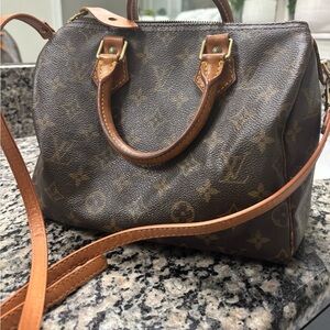 Louis Vuitton Mini Speedy Brown Crossbody Bag with Monogram Canvas